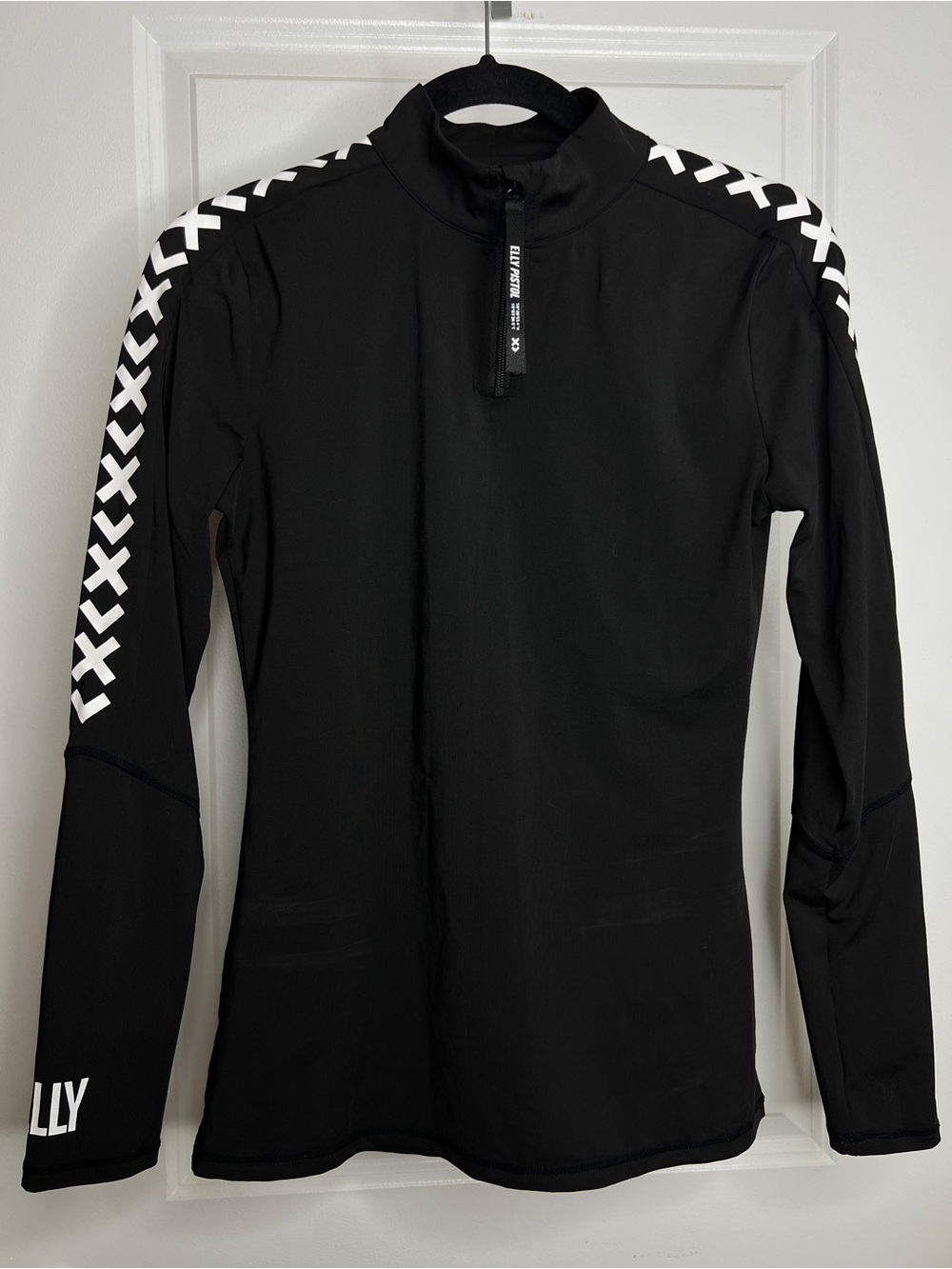 Elly Pistol Black Quarter Zip Pullover Long Sleeve Athletic Shirt Women Size Med